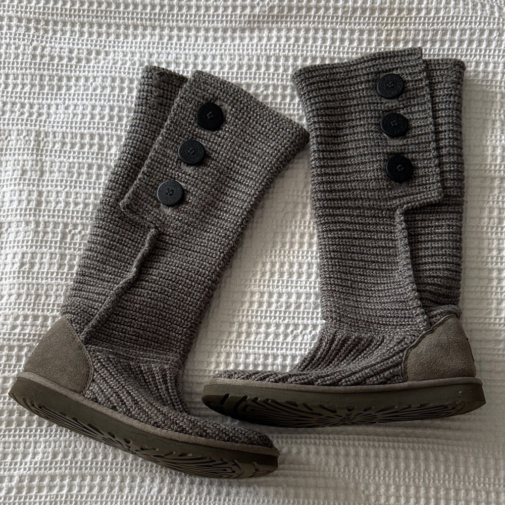 Gray Knit Ugg Sweater Boots